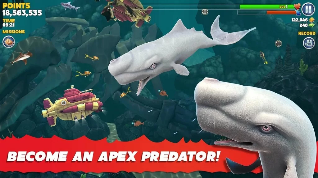 Hungry Shark Evolution MOD APK - Diferentes especie de peces